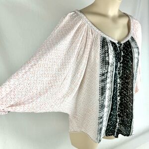 Free People Batwing dotted button down blouse women’s medium